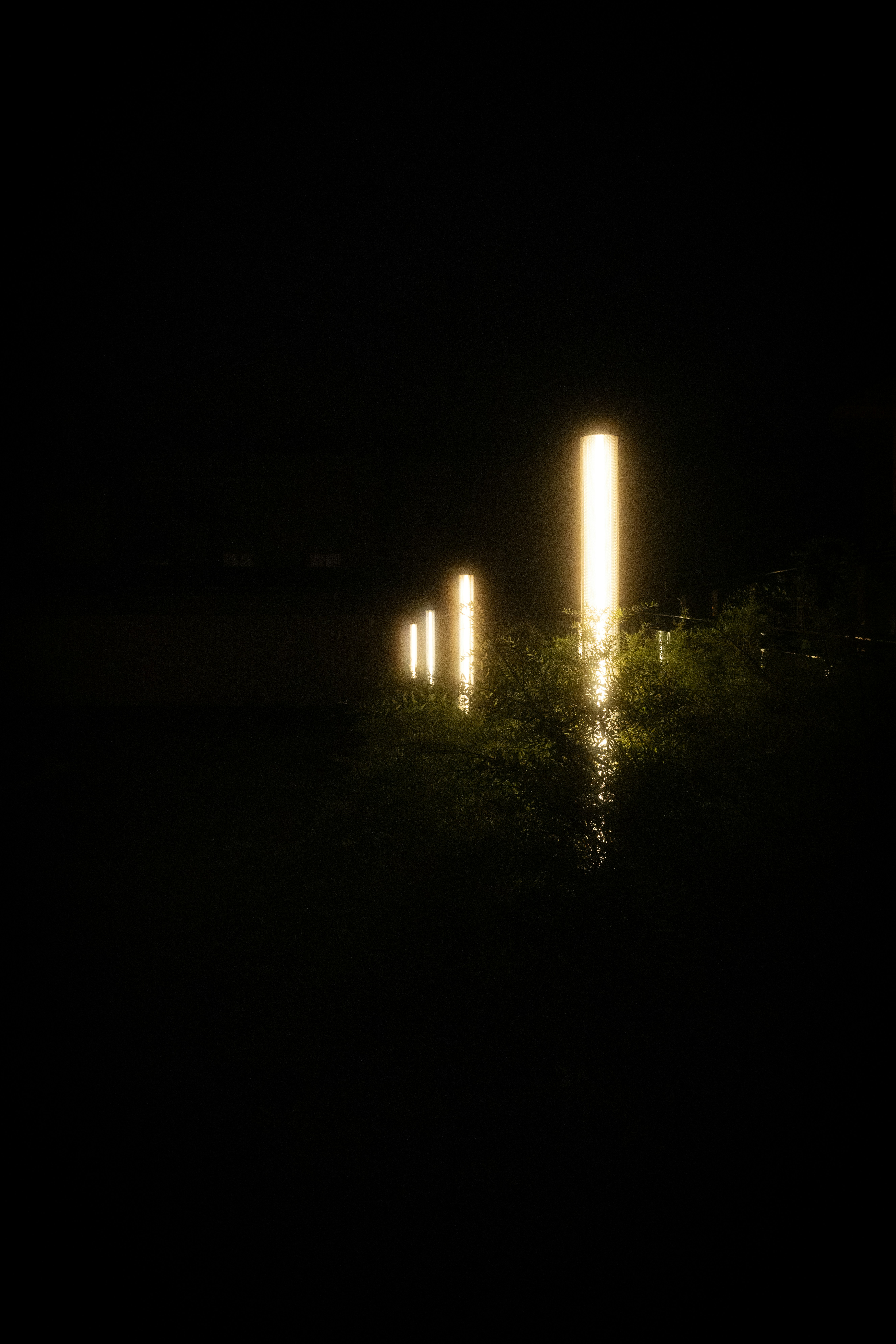 A group of lights that are in the dark