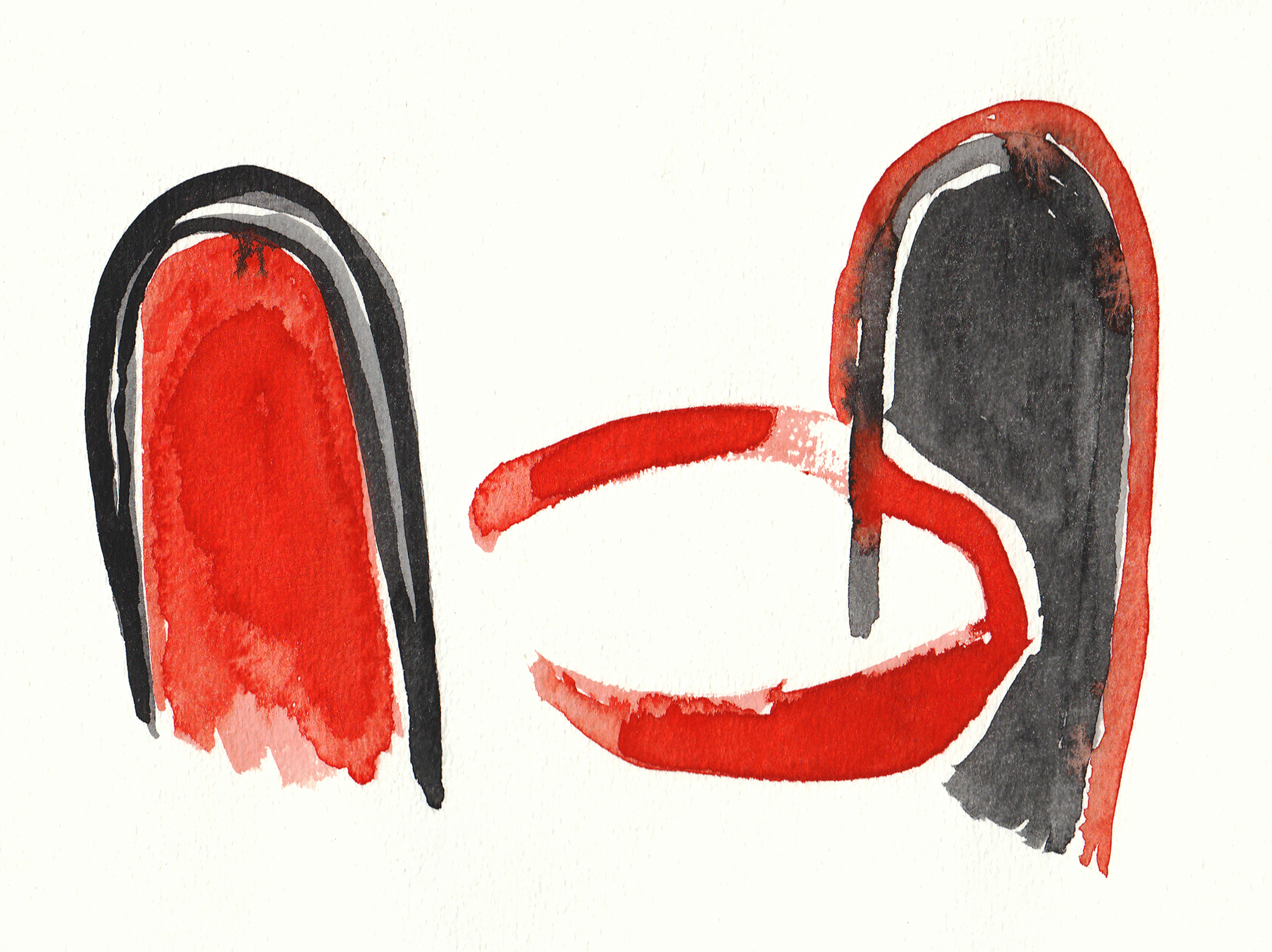 A drawing of a red and black object