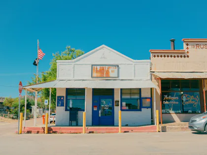 Quiet main street with a small store