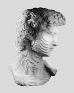A black and white photo of a woman's head