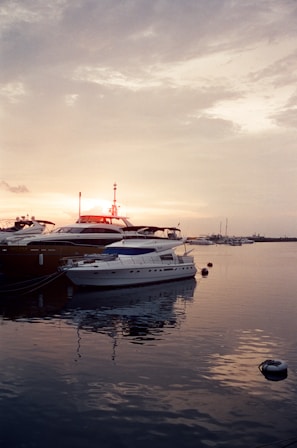 A couple of boats that are sitting in the water