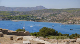 A view of a body of water from a hill