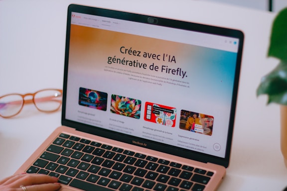 A laptop computer sitting on top of a white desk