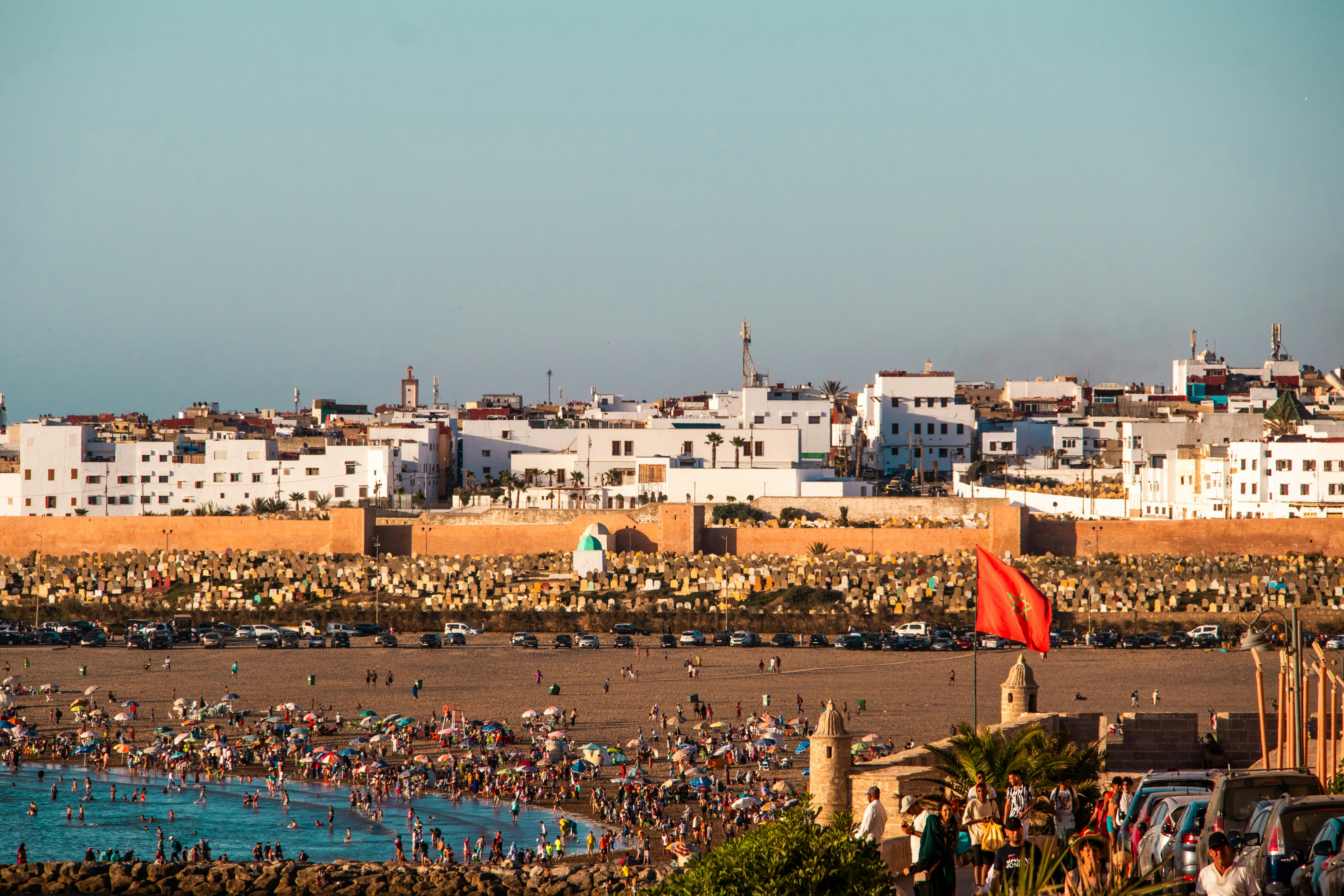 A large crowd of people on a beach