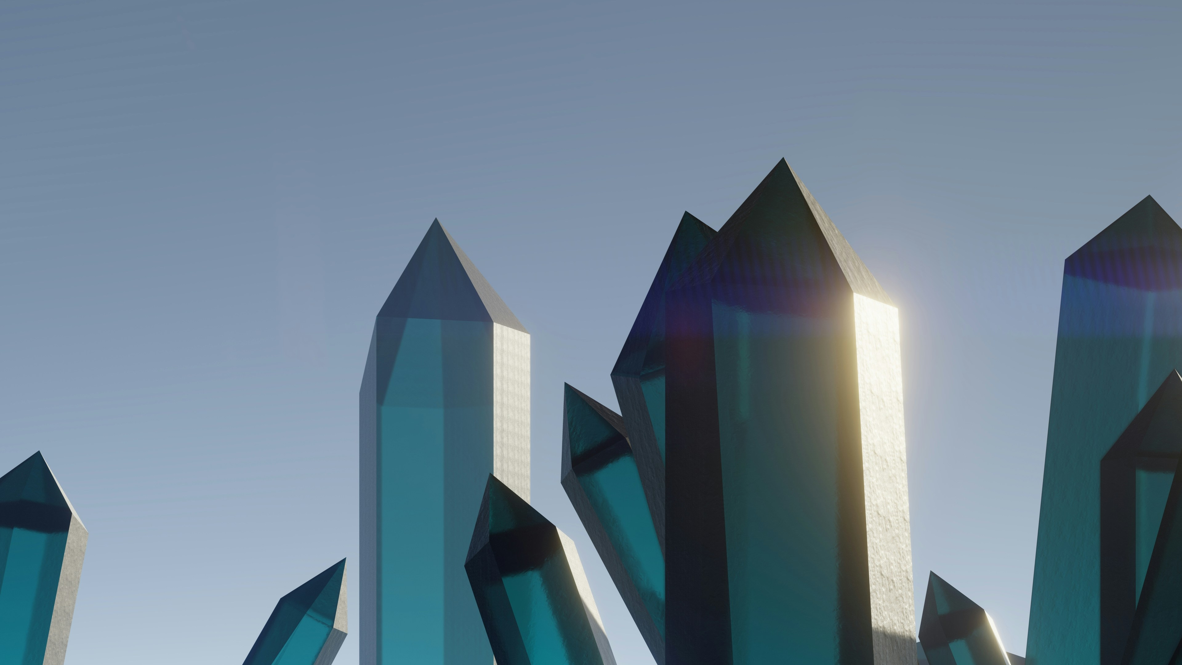 Blue glass sculptures