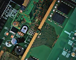 A close up of a computer mother board