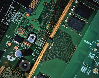A close up of a computer mother board