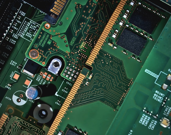 A close up of a computer mother board