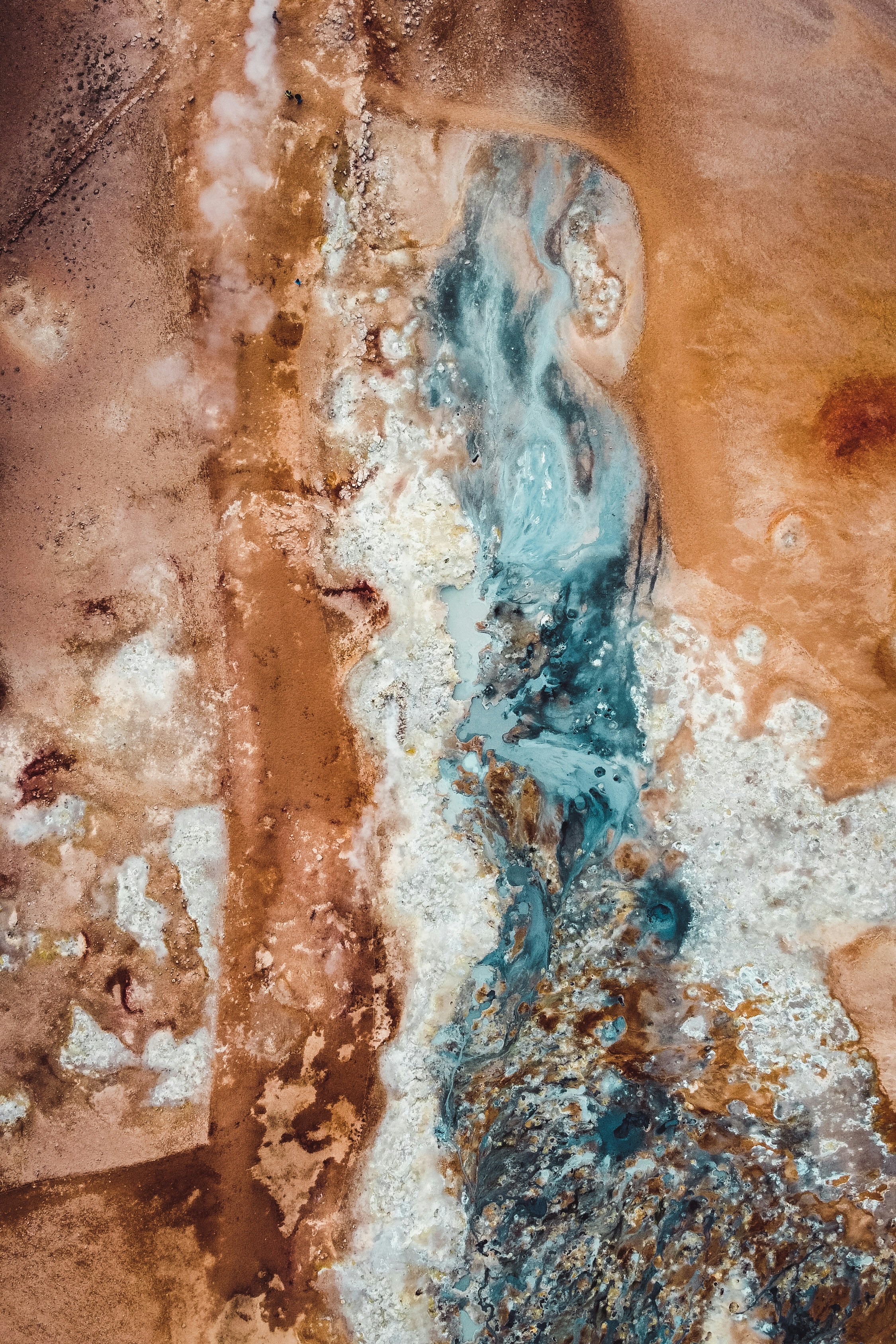 A close up of a blue and brown substance