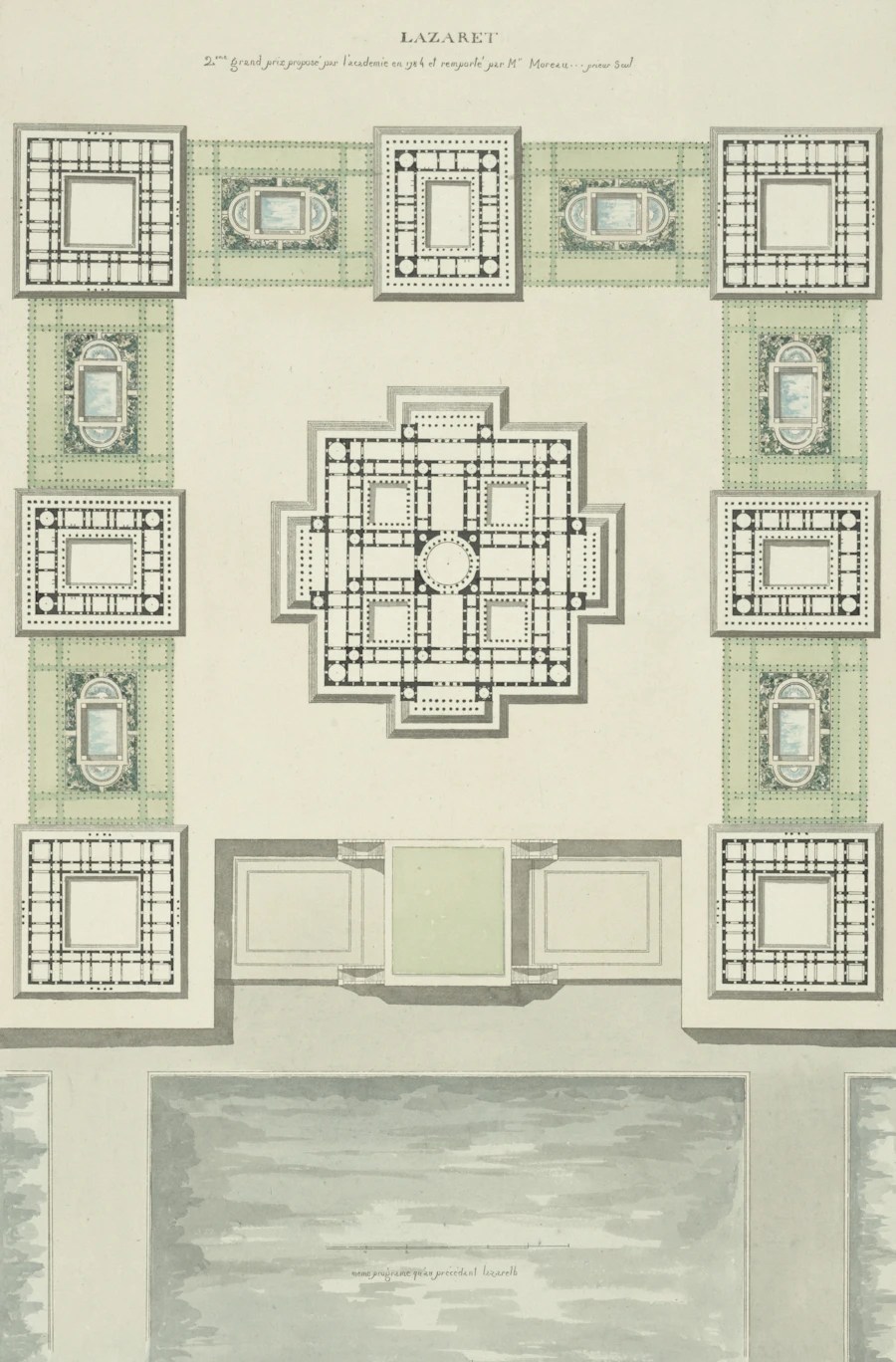 Architectural plan of a formal garden with geometric layouts