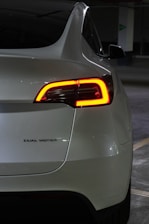 A close up of the tail lights of a car