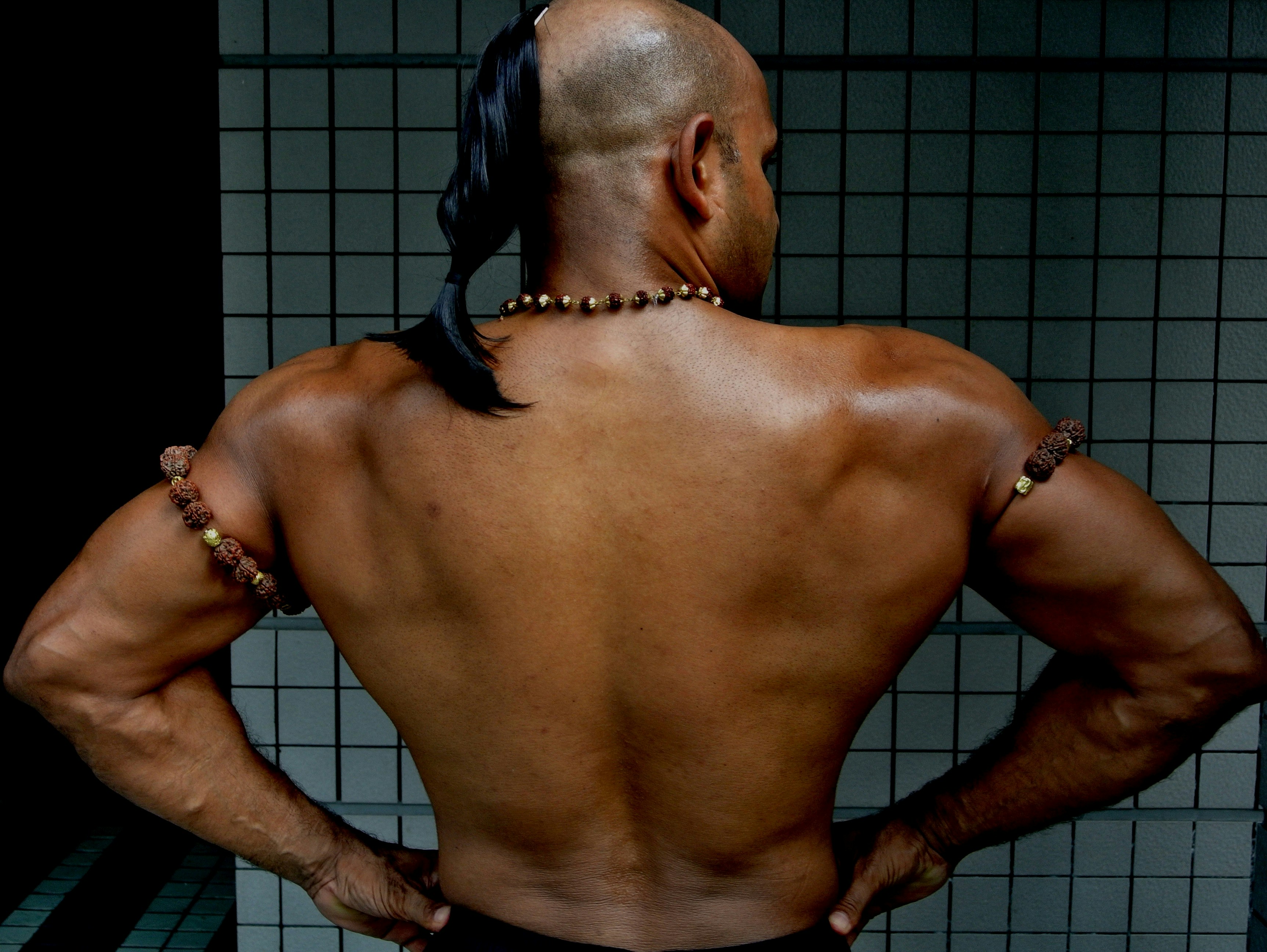 A man with his back turned to the camera