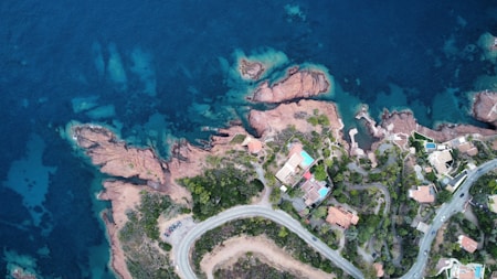 An aerial view of a small island in the ocean
