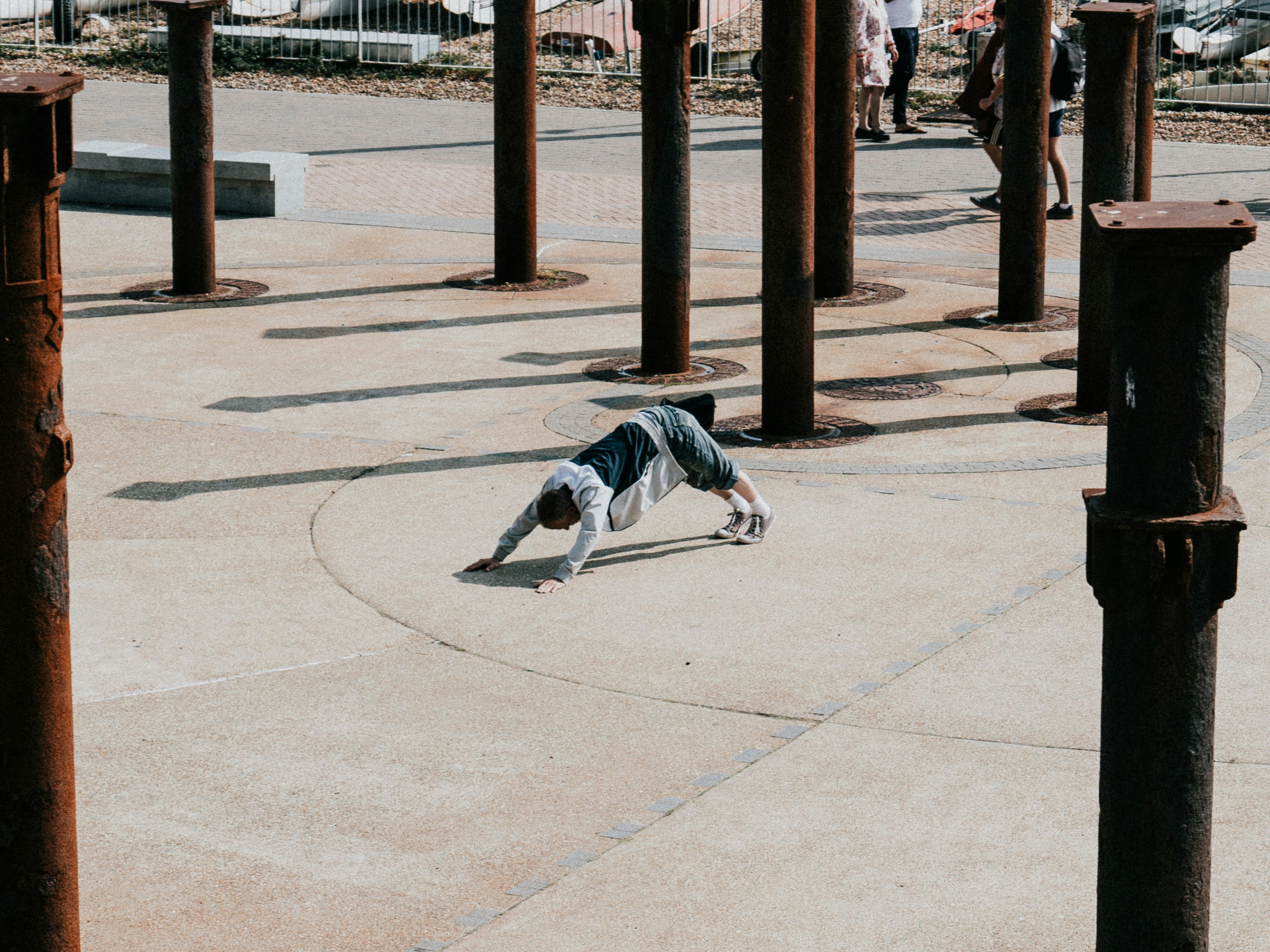 A dog that is laying down on the ground