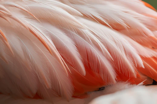 A close up of a pink and white bird
