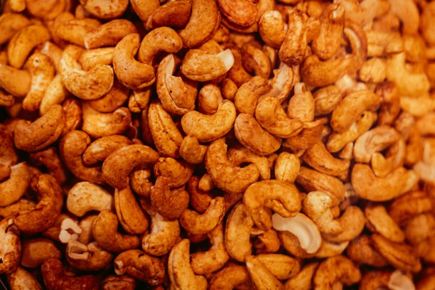 A pile of nuts sitting on top of a table