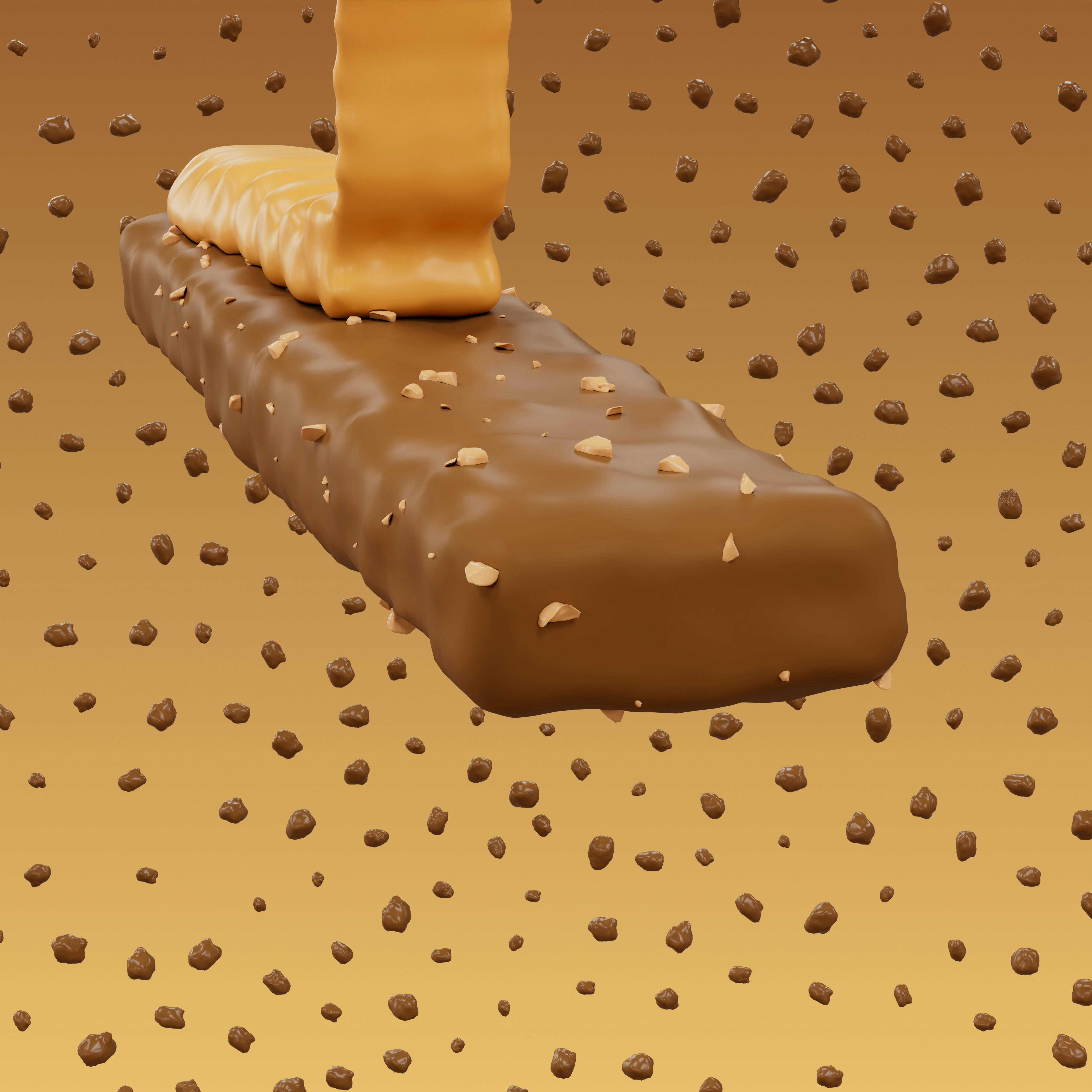 A chocolate bar with a piece of butter on top of it
