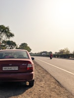 A car is parked on the side of the road