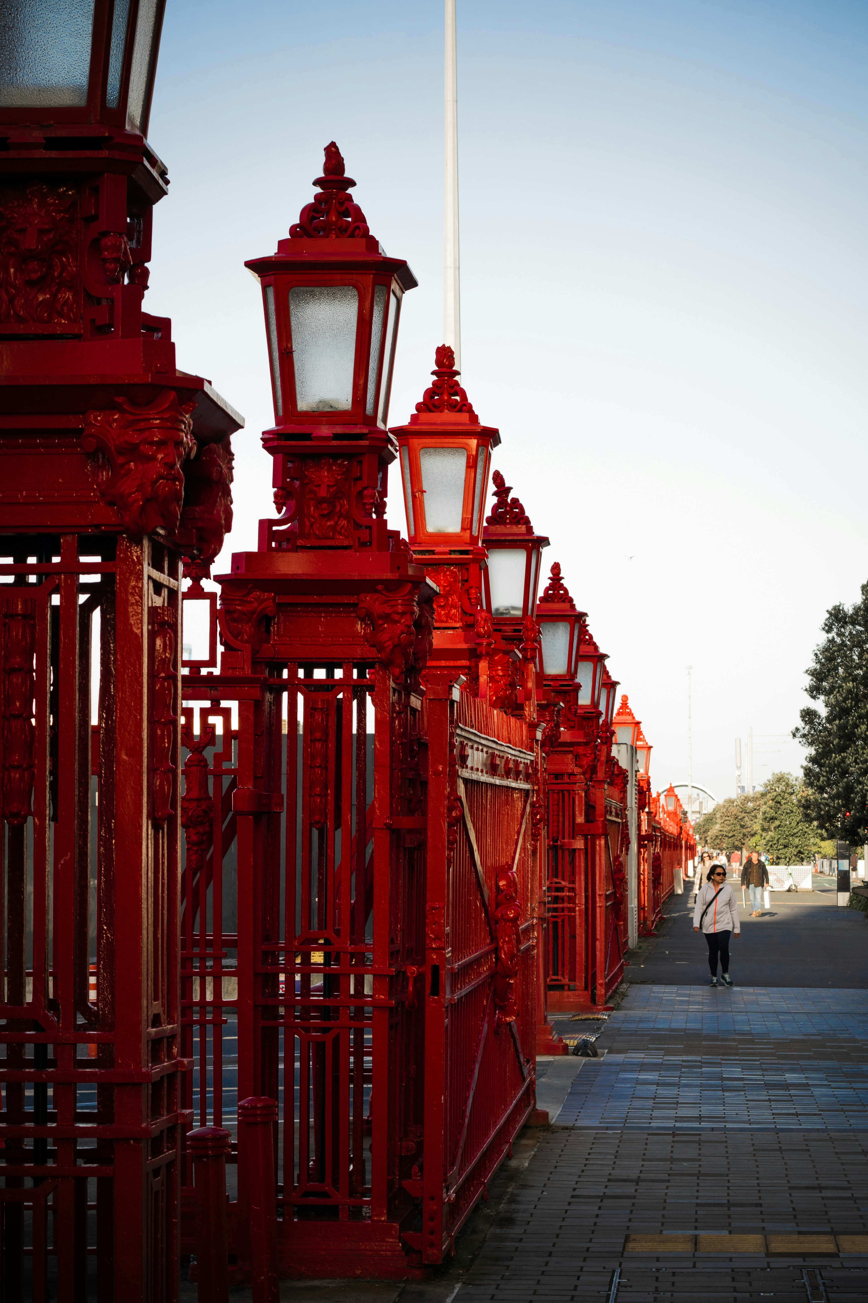 A row of red lanterns sitting next to each other