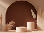 A white vase sitting on top of a table next to a plant