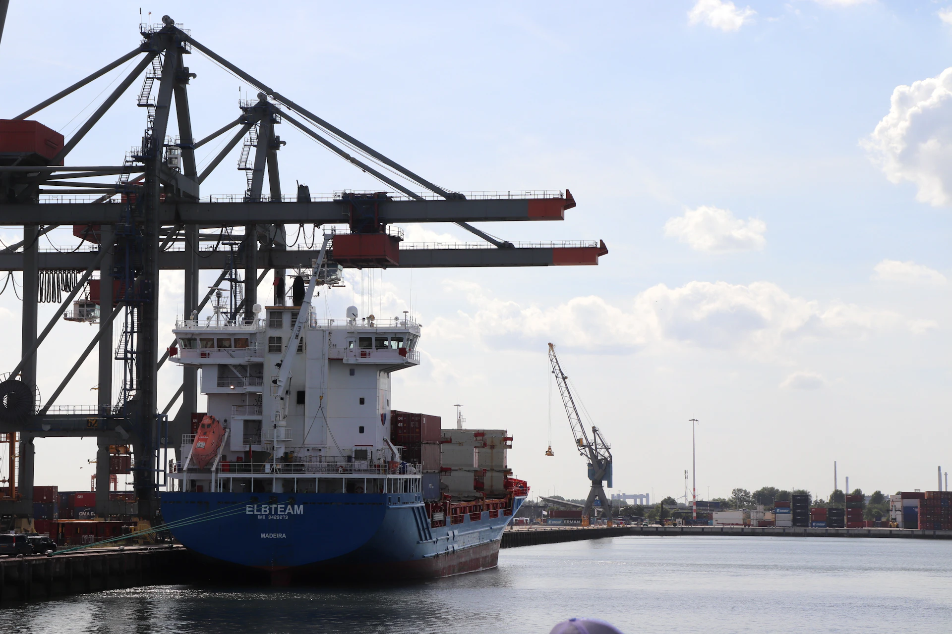 A large boat in a body of water