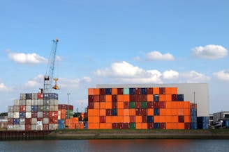 A large cargo ship in a body of water