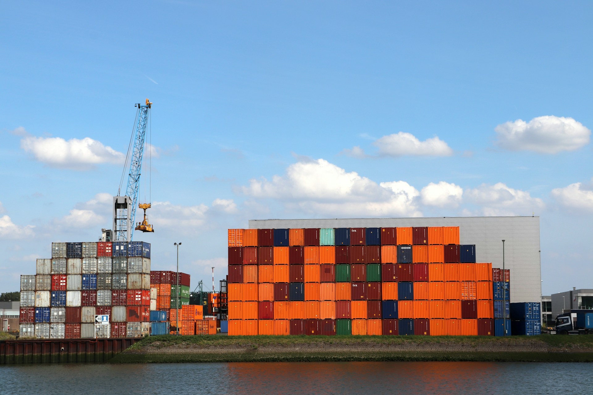 A large cargo ship in a body of water