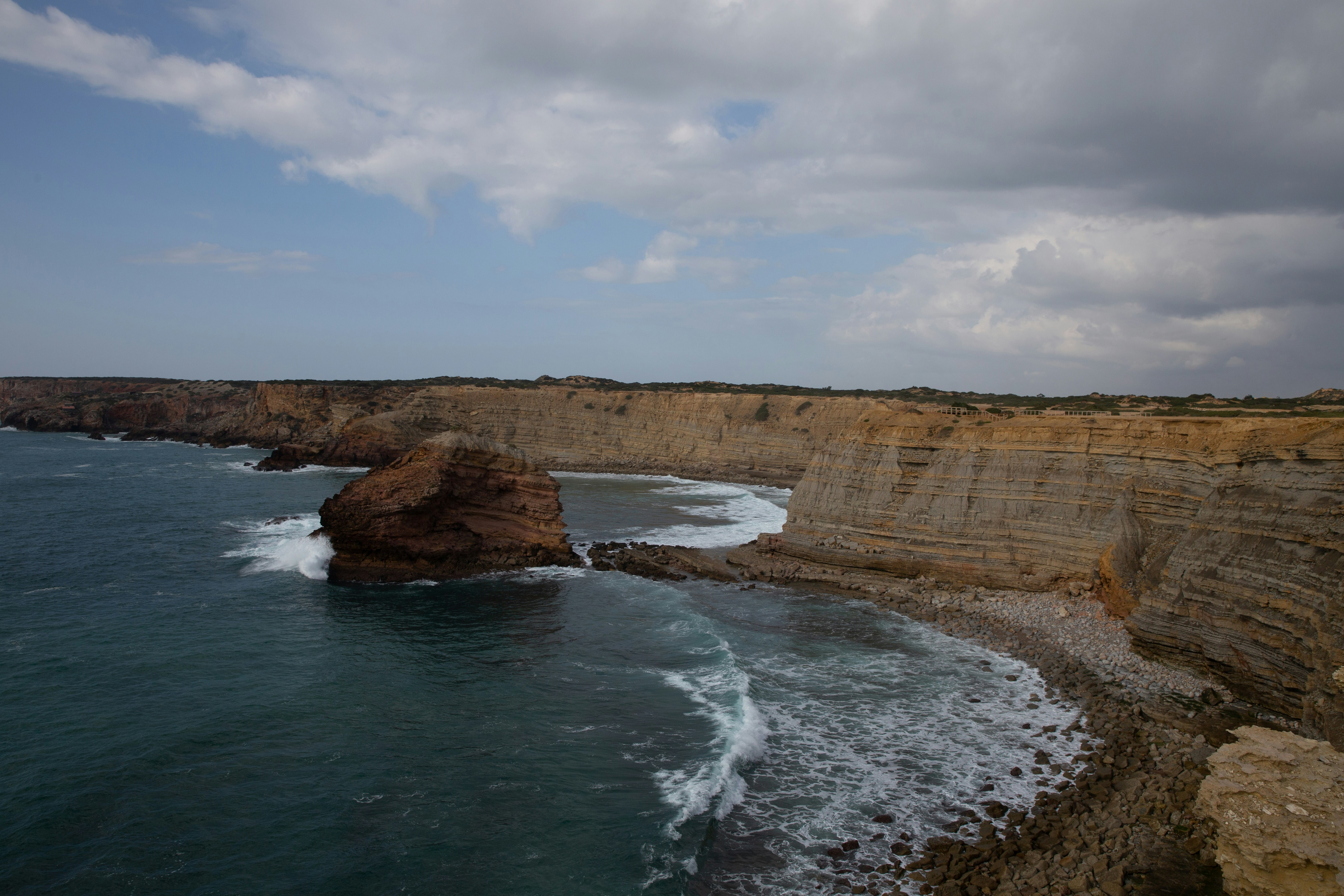 A view of the ocean from a cliff
