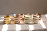 Stacked ceramic bowls