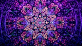 An abstract image of a purple and blue flower