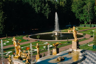 A fountain in the middle of a park