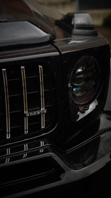 A close up of the front grille of a car