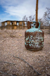Old propane tank ready for safe disposal or removal