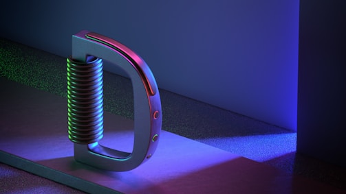 A metal object sitting on a floor in a room