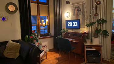 A living room filled with furniture and a flat screen TV