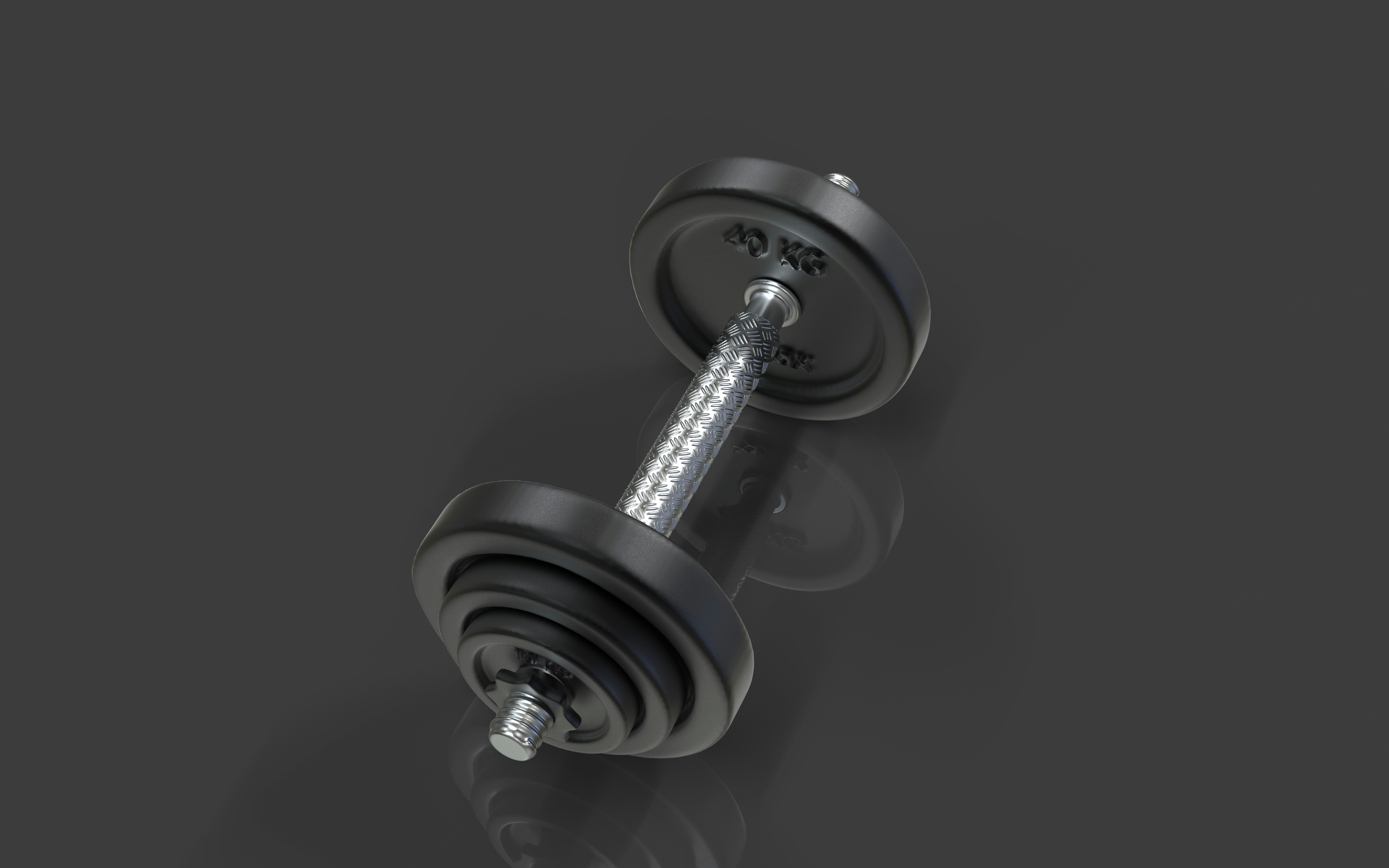 A pair of dumbbells on a black background