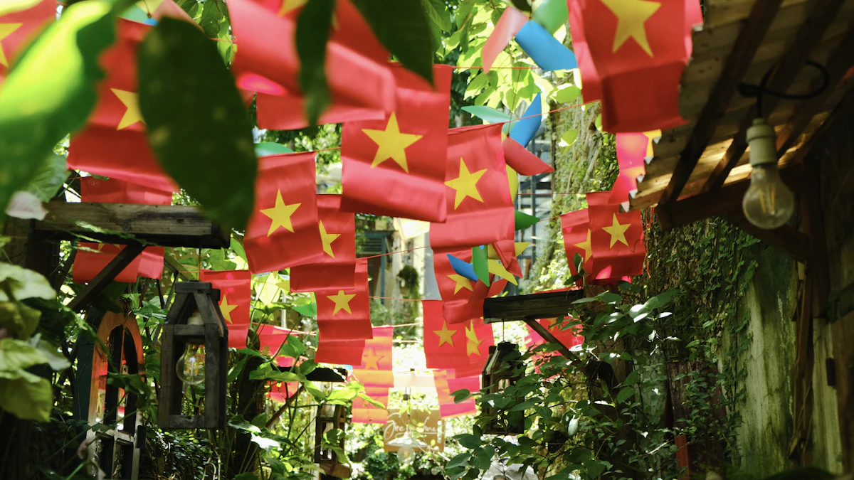Vietnam National Day Red Flags Hanoi Old Quarter
