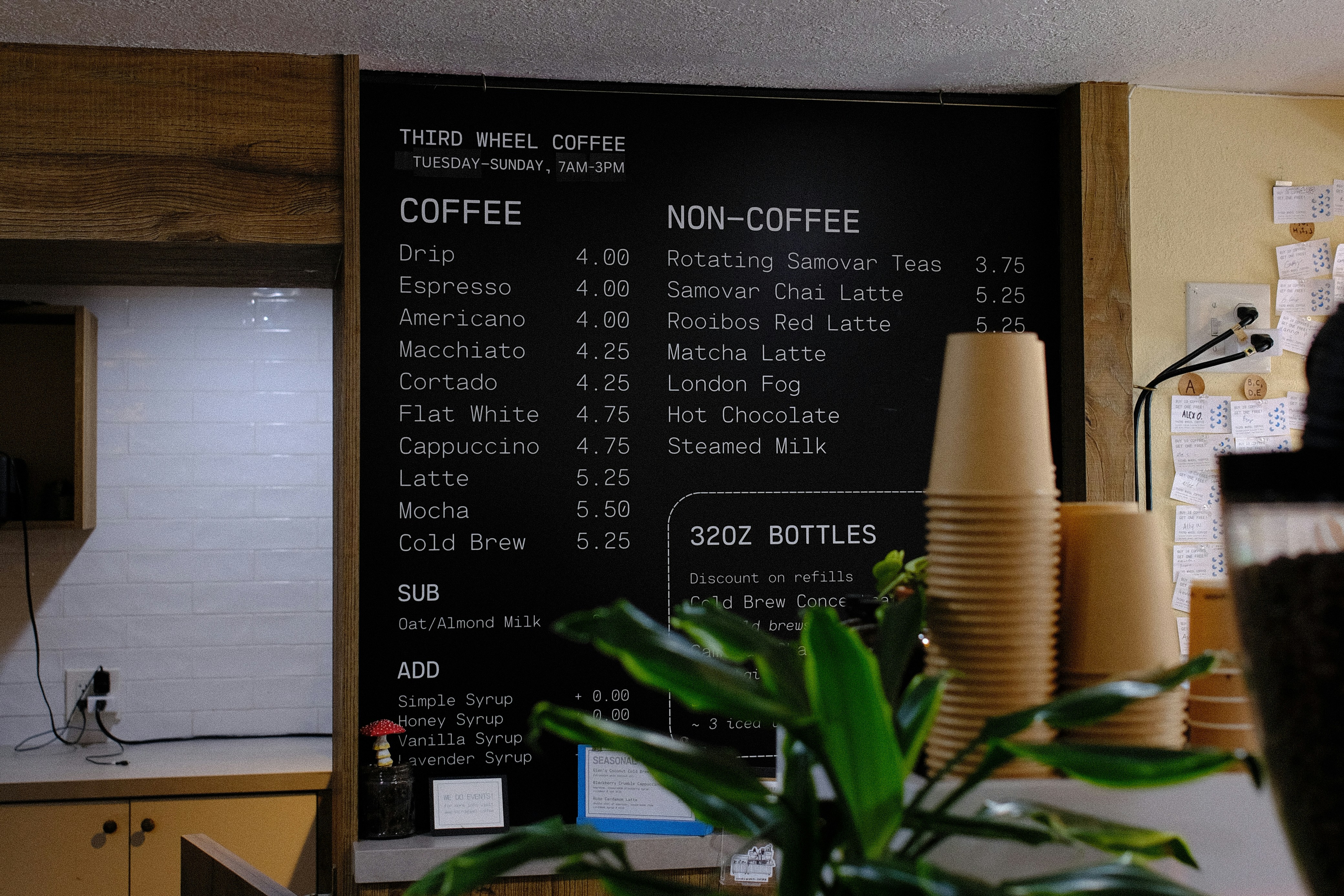 Coffee shop with menu