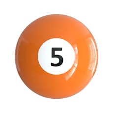 A pool ball with the number five on it