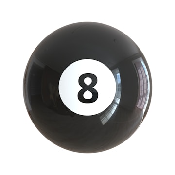 A pool ball with the number eight on it