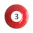 A red pool ball with the number three on it