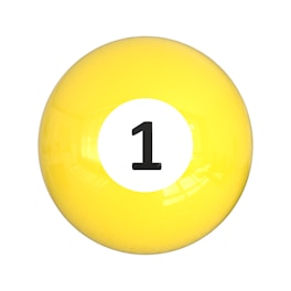 A yellow pool ball with the number one on it