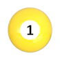 A yellow pool ball with the number one on it