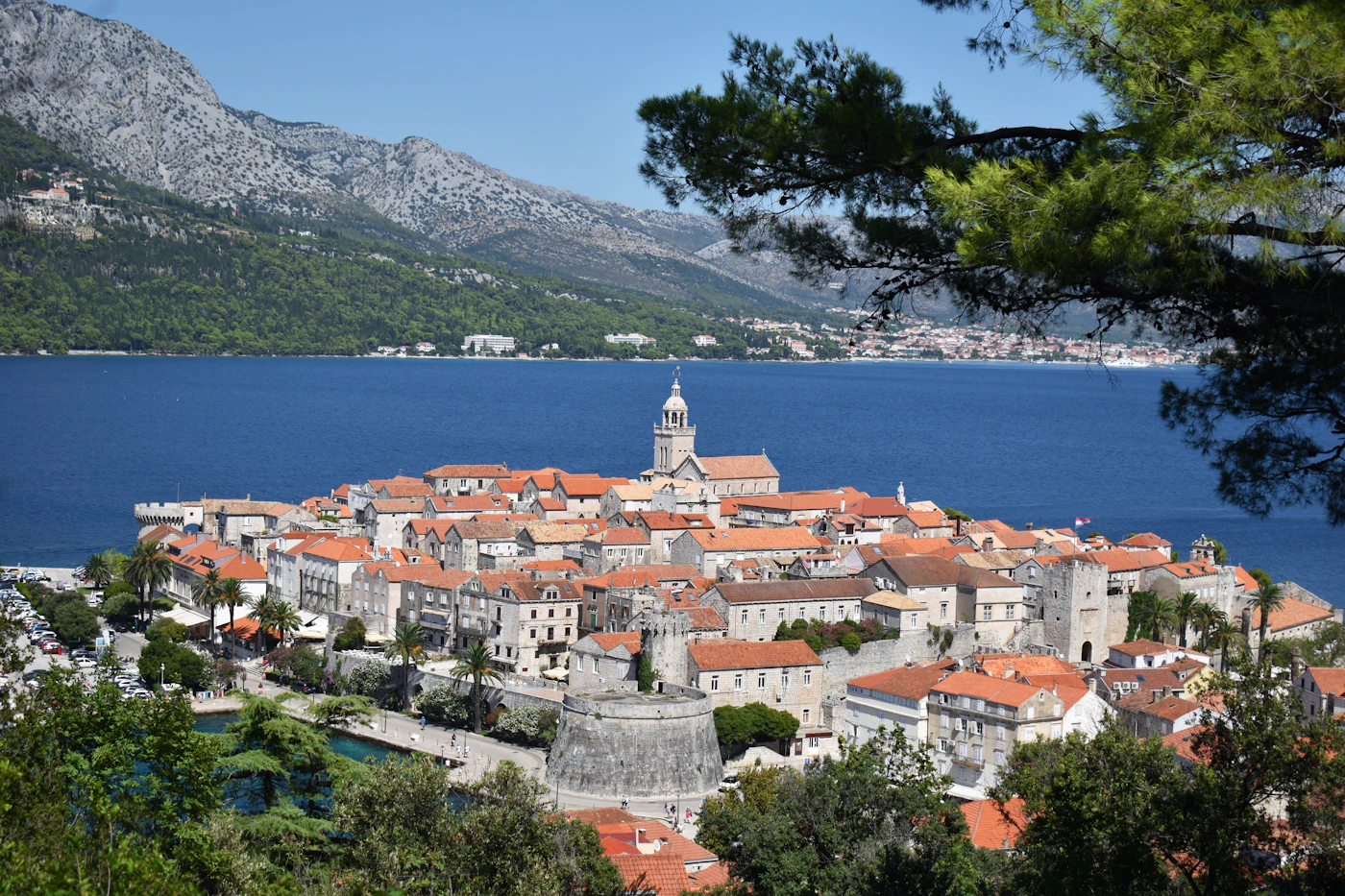 Korčula's medieval old town rising from the Adriatic