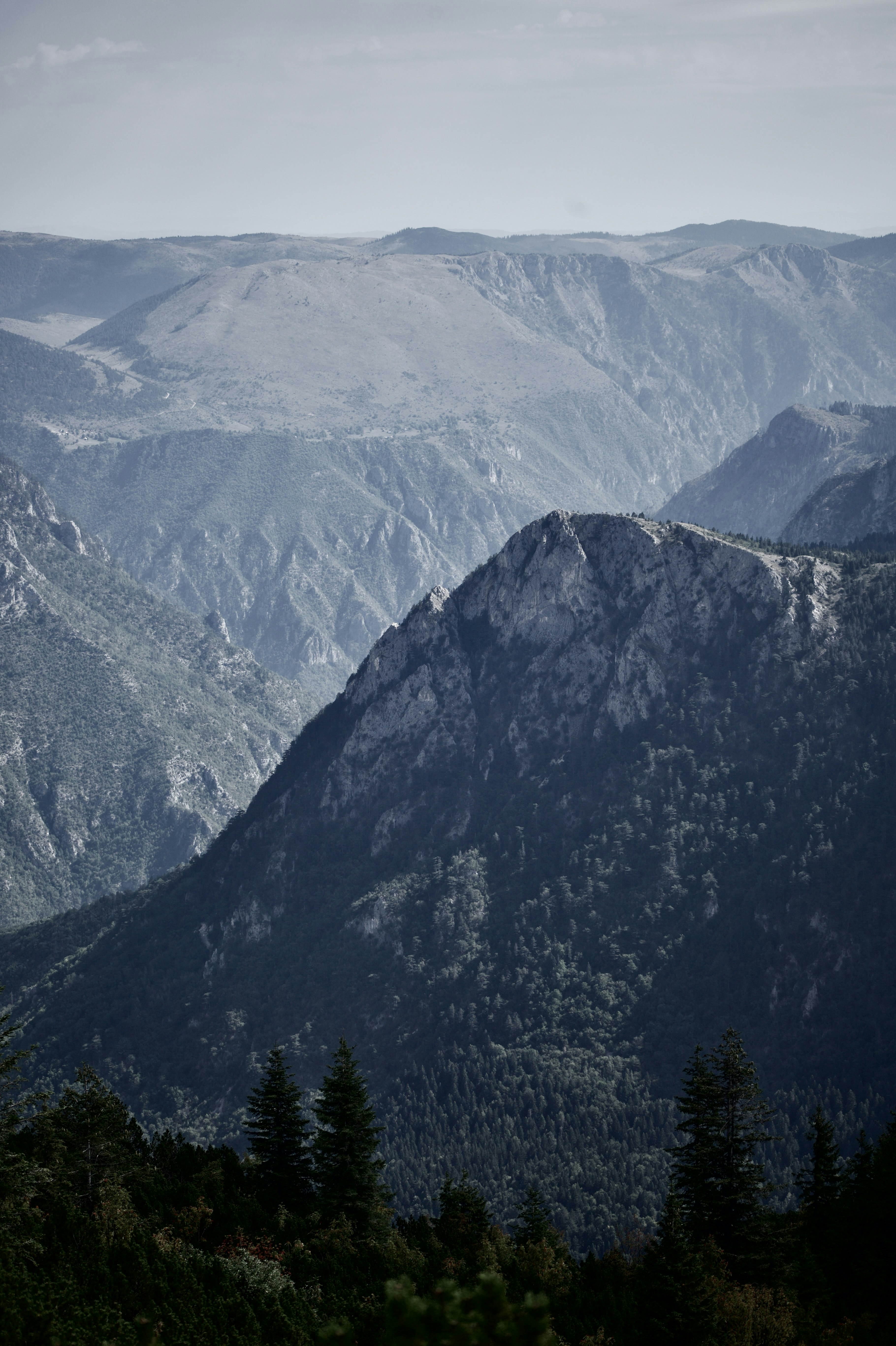 A view of a mountain range from a distance