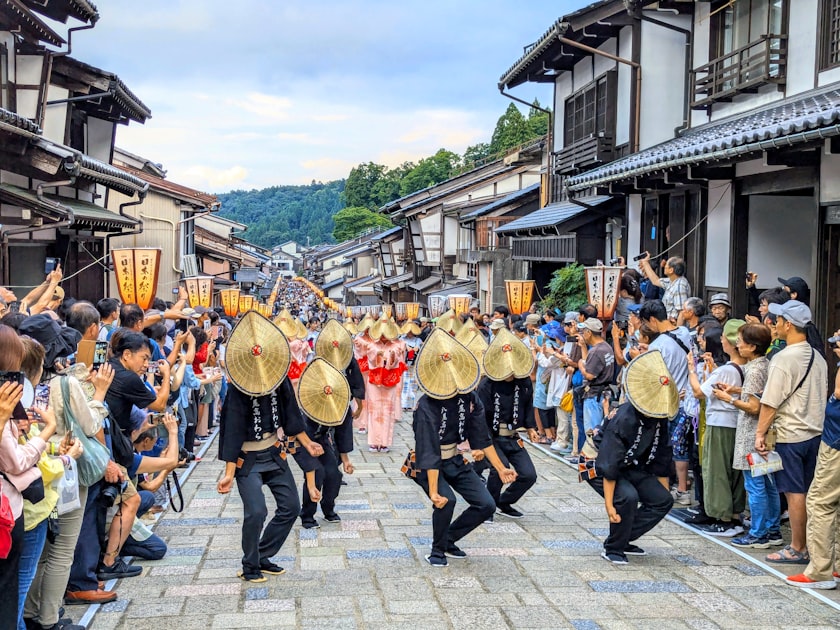 Floating lanterns during Obon festival in Japan