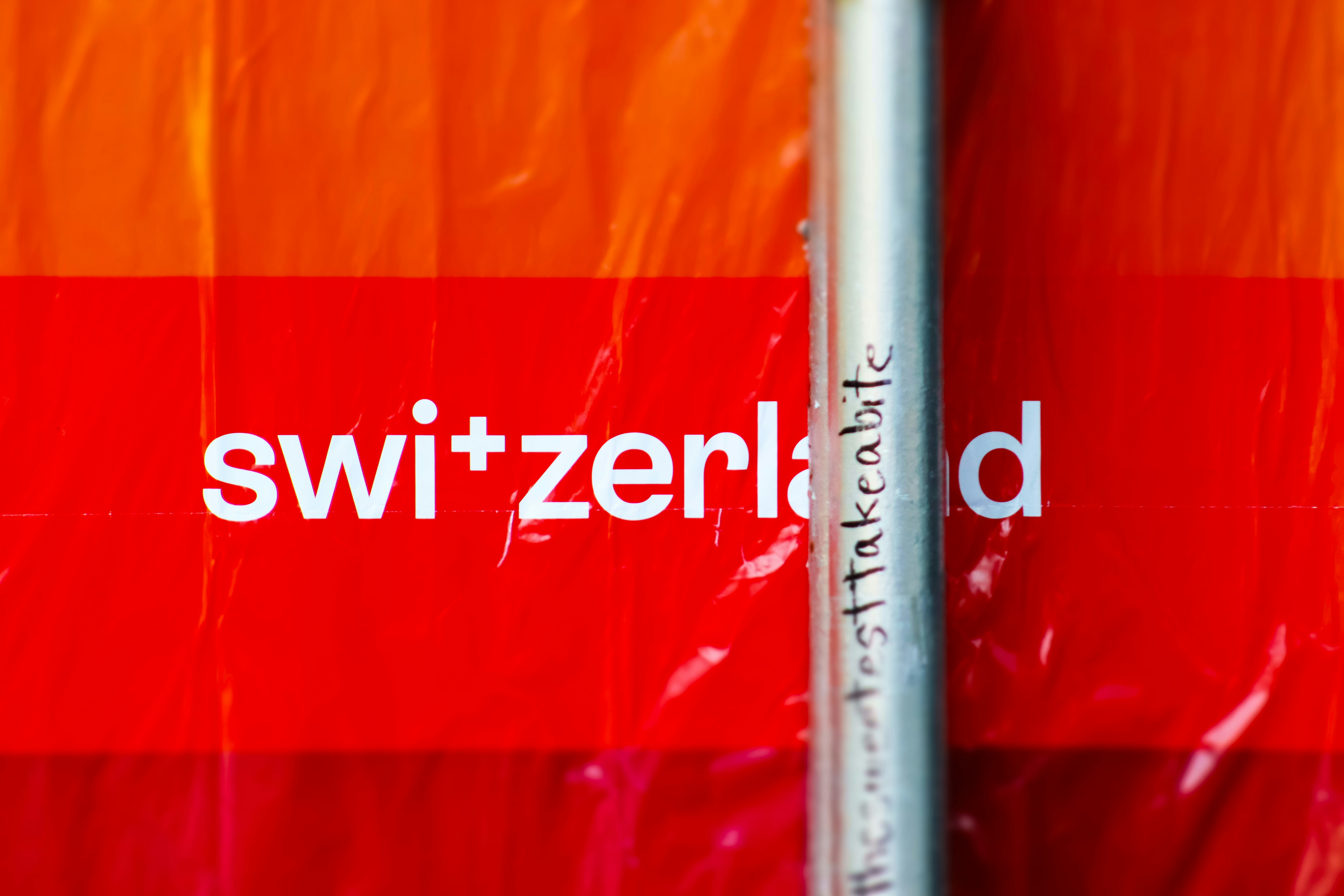 Red and orange Switzerland banner