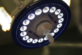 A close up of a medical device with lights