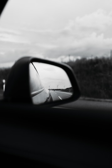 A side view mirror on a car's side view mirror