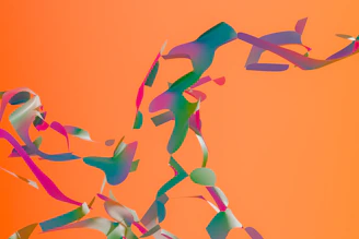 An abstract image of a man running with a colorful background